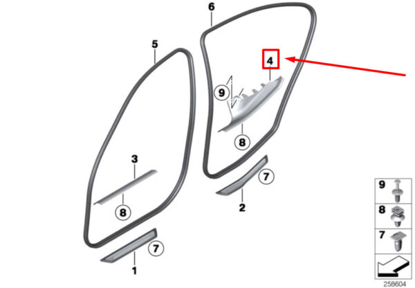 51477272595 - BMW 3 F30, F80 Rear Left Inner Entrance Cover 7272595 51477272595 ORIGINAL