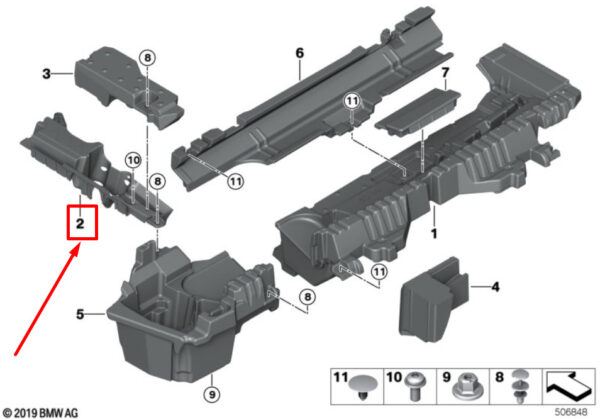 51477396560 - BMW X3 G01 Right Frame Side Member Support 51477396560 7396560 ORIGINAL