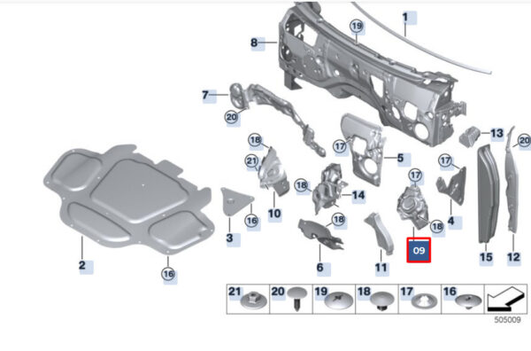 51487214662 - BMW X6 G06 Right Engine Compartment Sound Insulation 51487214662 ORIGINAL