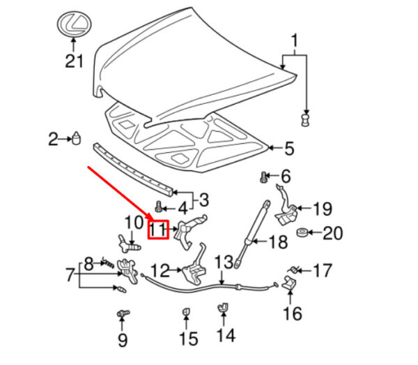 53550-33040 - LEXUS ES XV30 Bonnet Hook Catch 5355033040 ORIGINAL