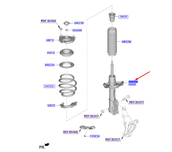54651J7000 - KIA CEED MK3 CD Front Left Shock Absorber 54651J7000 ORIGINAL