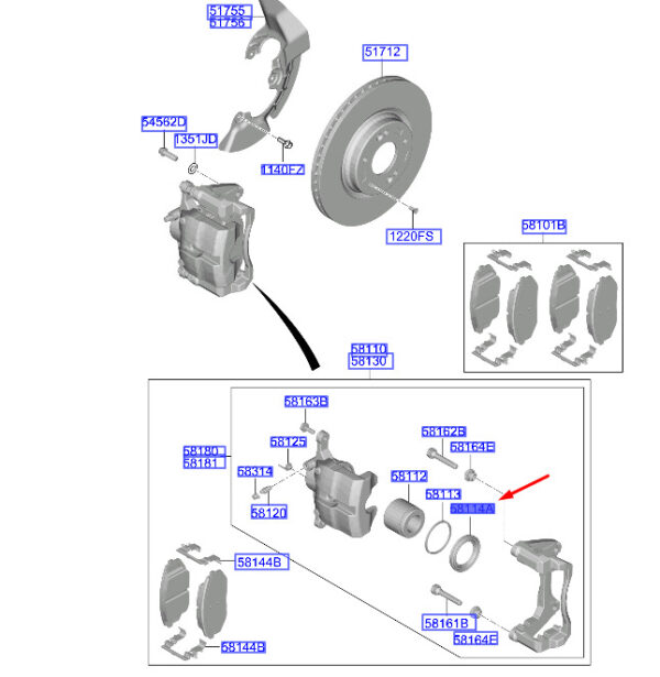 581140Z000 - HYUNDAI TUCSON NX4 MK4 Front Brake Piston Boot 581140Z000 ORIGINAL