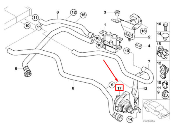 64116913489 - NEW BMW X5 E53 ENGINE AUXILIARY WATER PUMP 64116913489 6913489 ORIGINAL