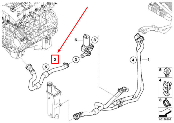 64213416609 - BMW X3 E83 Engine Inlet/Water Valve Hose 64213416609 3416609 ORIGINAL