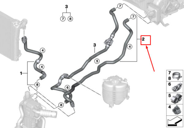 64216820398 - BMW 3 G20 Coolant Feed Hose 64216820398 ORIGINAL