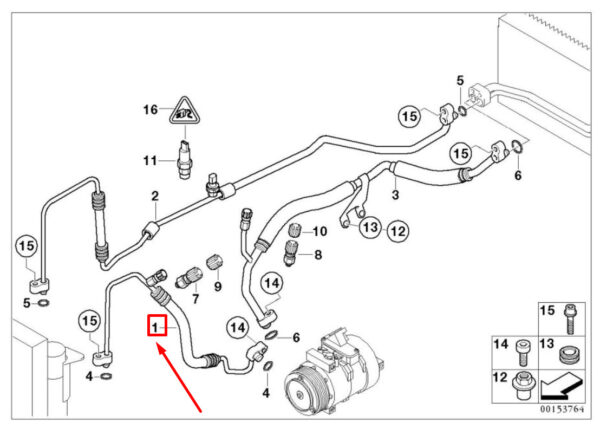 64539140738 - NEW BMW 7 E65, E66, E67 A/C HOSE 64539140738 9140738 ORIGINAL