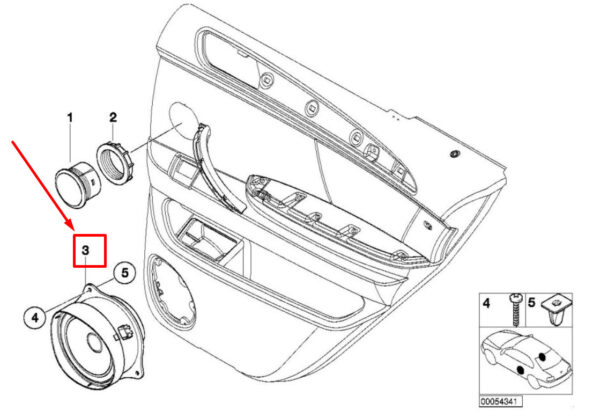 65138380584 - BMW X5 E53 Rear Right Door Sound Speaker 65138380584 8380584 ORIGINAL