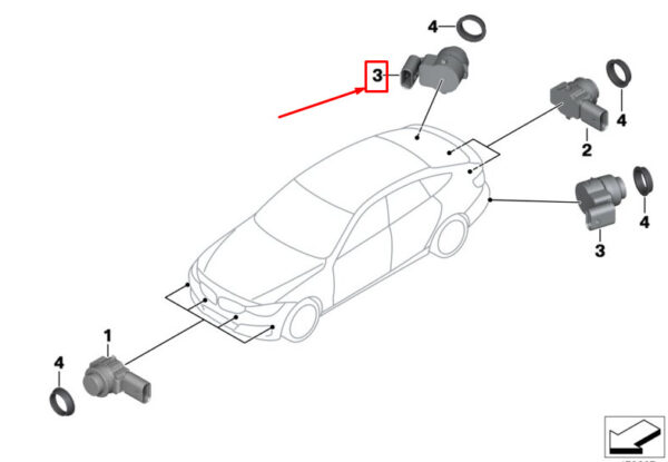 66209321566 - BMW 3 Gran Turismo F34 Rear Parking Sensor 9321566 66209321566 ORIGINAL