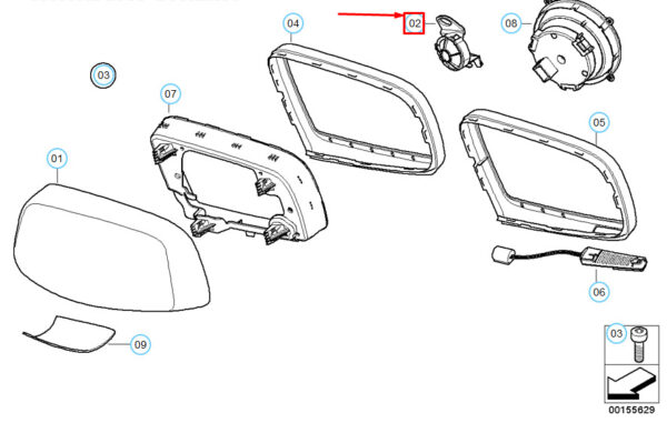 67136974453 - BMW 5 E60 Front Right Door Mirror Electronics LHD 67136974453 ORIGINAL