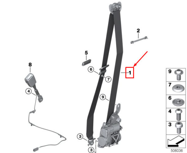 72117430114 - BMW 5 Touring G31 Front Right Seatbelt 72117430114 ORIGINAL