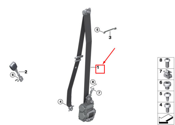 72117497881 - BMW X7 G07 Front Left Seatbelt 72117497881 ORIGINAL