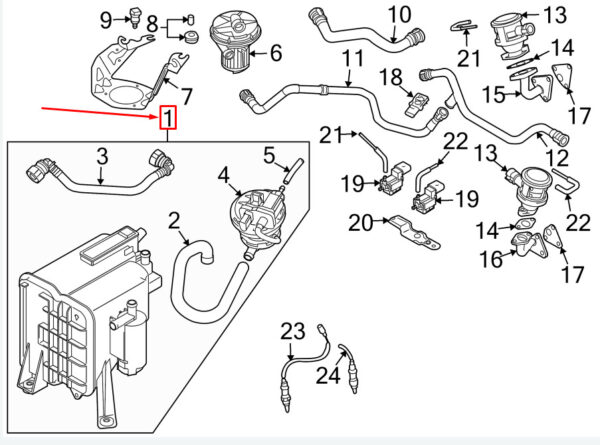 7L0201801AA - NEW VW TOUAREG 7L CHARCOAL CANISTER 7L0201801AA ORIGINAL