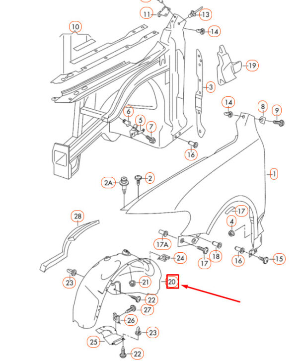 7L6809962M - NEW VOLKSWAGEN TOUAREG 7L FRONT RIGHT WHEEL HOUSING LINER 7L6809962M ORIGINAL