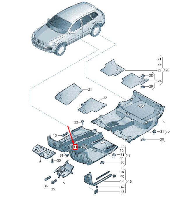 7P0863388B3G4 - NEW VW TOUAREG 7P MK2 FLOOR EARTH STUD TRIM 7P0863388B3G4