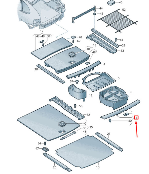 7P0863459GHX5 - NEW VW TOUAREG 7P MK2 LUGGAGE LOCK TRIM COVER 7P0863459GHX5