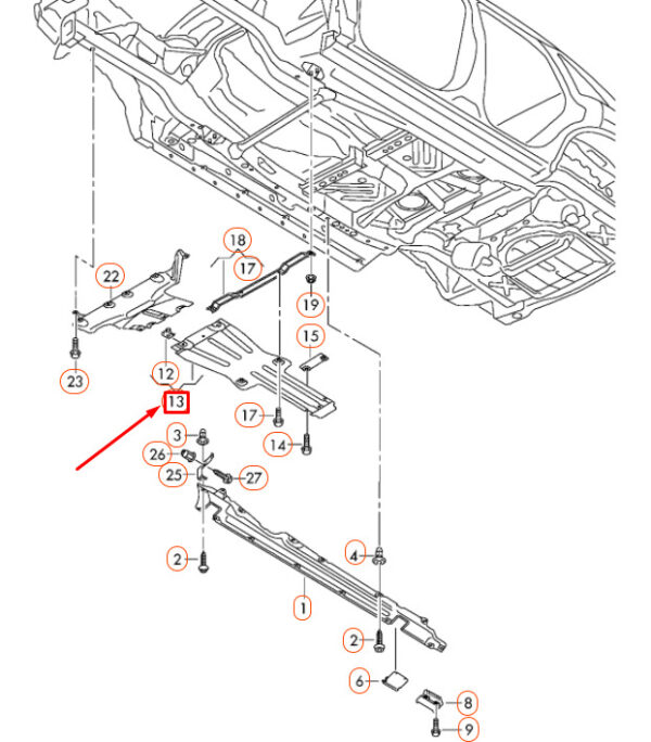 7P6825231C - NEW VOLKSWAGEN TOUAREG 7P CENTER UNDERBODY NOISE INSULATION 7P6825231C ORIGINAL