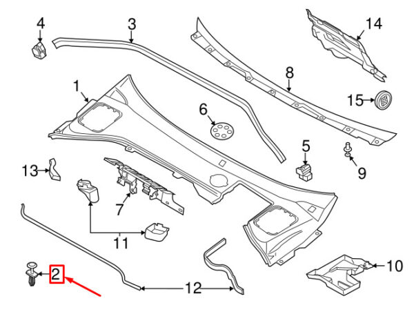 8662958 - VOLVO S60 MK2 Cowl Grille Clip 8662958 ORIGINAL