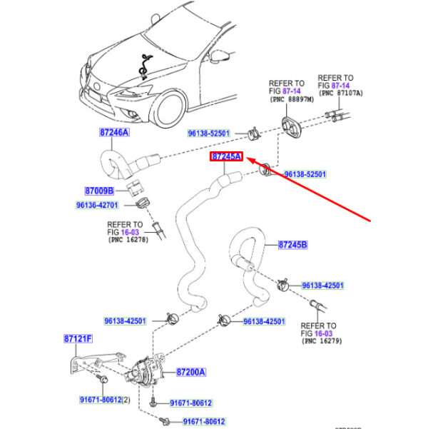 8724530C30 - LEXUS IS MK3 Heater Water Inlet A Hose 8724530C30 ORIGINAL