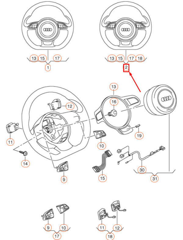 8V0419091ABIWG - NEW AUDI A3 S3 8V MULTIFUNCTION STEERING WHEEL 8V0419091ABIWG ORIGINAL
