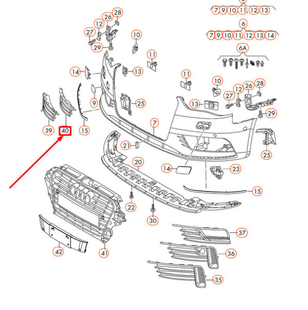 8V5807682A9B9 - NEW AUDI A3 8V FRONT RIGHT AIR GUIDE GRILLE 8V5807682A9B9