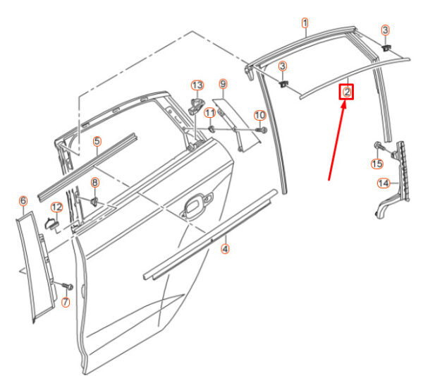 8V5839643A - AUDI A3 8V Rear Left Door Window Guide Trim Strip 8V5839643AT94 ORIGINAL