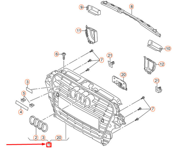 8V5853651B1QP - NEW AUDI A3 8V RADIATOR GRILLE 8V5853651B1QP