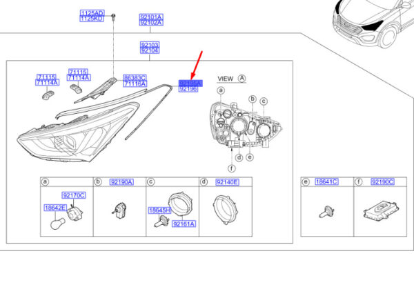 921702W100 - HYUNDAI SANTA FÉ MK3 DM Headlamp Left Strip 921702W100 ORIGINAL