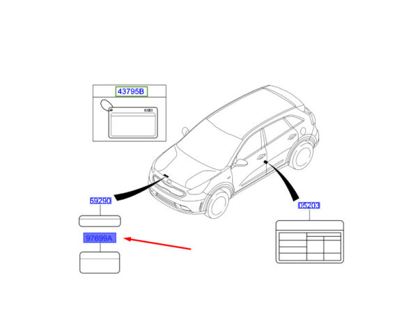 97699G5090 - KIA NIRO MK1 Refrigerant Label 97699G5090 ORIGINAL
