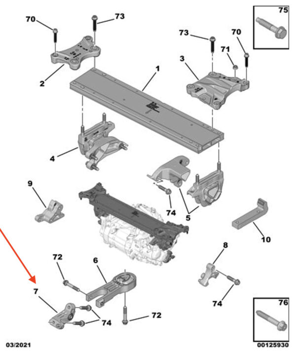 9830282480 - CITROËN BERLINGO B9 Engine Anti-Torque Link Bracket 9830282480 ORIGINAL