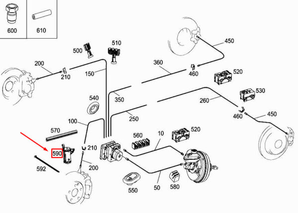 A0004214800 - MERCEDES-BENZ CLS C257 Front Left Brake Hose Bracket A0004214800 ORIGINAL