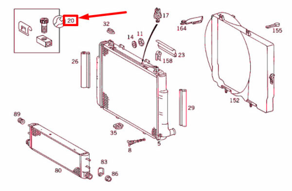 A0005000603 - MERCEDES-BENZ S W140 Radiator Mount Repair Kit A0005000603 ORIGINAL