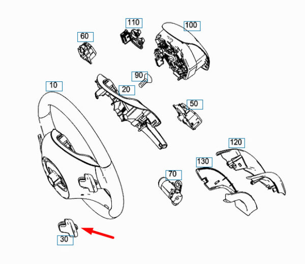 A0005453968 - NEW MERCEDES-BENZ GLE W166 STEERING WHEEL SHIFT ROCKER ARMS L & R A0005453968