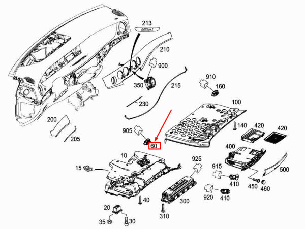 A0009066207 - MERCEDES-BENZ S W222 Left Legroom Interior Lamp A0009066207 ORIGINAL