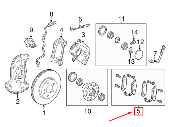 A0074208820 - MERCEDES-BENZ E C207 Front Wheel Brake Pad Set A0074208820 ORIGINAL