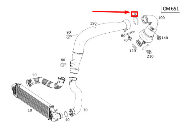 A0249970945 - NEW MERCEDES-BENZ CLA C117 CHARGE AIR HOSE O-RING A0249970945 ORIGINAL