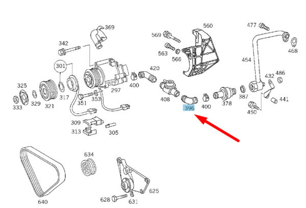 A1041411283 - MERCEDES-BENZ E W210 Shut-Off Valve To Check Valve Hose A1041411283 ORIGINAL