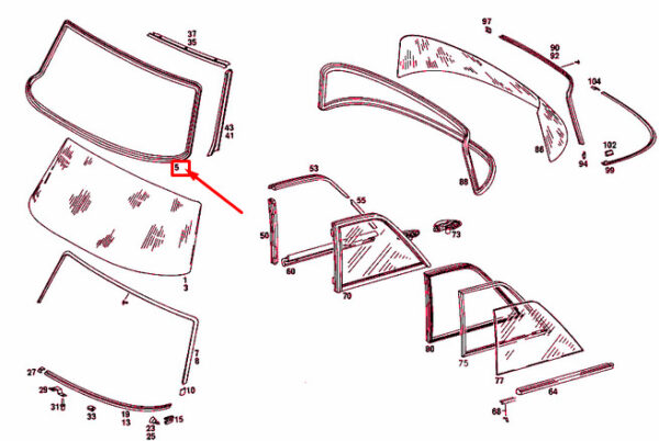 A1156700039 - NEW MERCEDES-BENZ W115 FRONT WINDSHIELD SEALING FRAME A1156700039 ORIGINAL