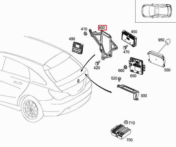 A1175400140 - MERCEDES-BENZ CLA C117 Rear End RH Control Unit Bracket A1175400140 ORIGINAL