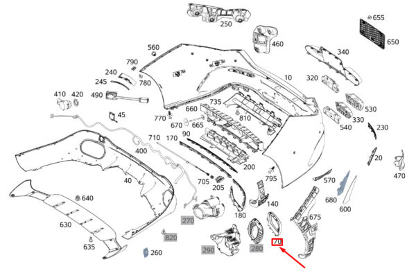 A118492020064 - MERCEDES-BENZ CLA C118 Rear Bumper Right Tailpipe Trim A118492020064 ORIGINAL