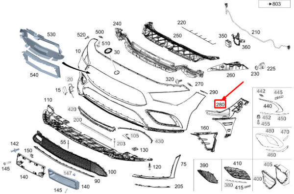 A1188852503 - MERCEDES-BENZ CLA C118 Front Left Bumper Carrier A1188852503 ORIGINAL