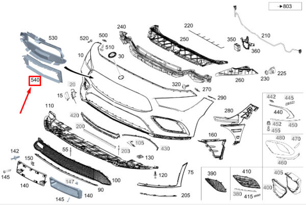A1188853003 - MERCEDES-BENZ CLA C118 Front Lower Bumper Air Duct A1188853003 ORIGINAL