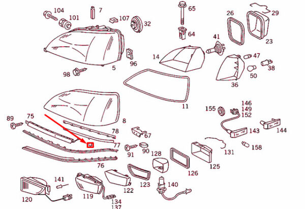 A1408260980 - NEW MERCEDES-BENZ S W140 FRONT LEFT LIGHTING UNIT SEAL A1408260980 ORIGINAL