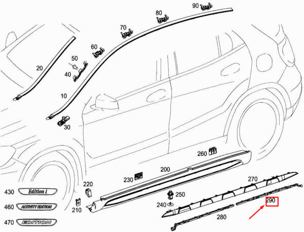 A1566981000 - MERCEDES-BENZ GLA X156 Rear Right Sill Bracket A1566981000 ORIGINAL