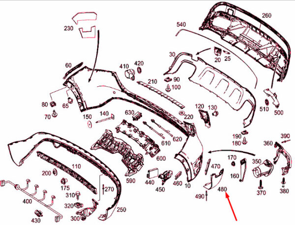 A1568853425 - MERCEDES-BENZ GLA X156 Rear Bumper Right Trim Cover A1568853425 ORIGINAL