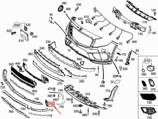 A1568854201 - MERCEDES-BENZ GLA X156 Front Right Side Spoiler Bracket A1568854201 ORIGINAL