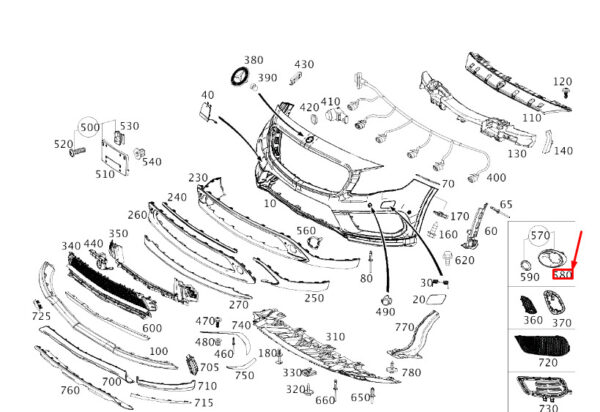 A15688559009040 - MERCEDES-BENZ GLA X156 Front Left Fog Lamp Cover A15688559009040 ORIGINAL