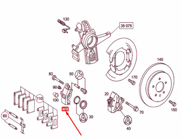 A1634200383 - NEW MERCEDES-BENZ ML W163 REAR LEFT WHEEL BRAKE CALIPER A1634200383 ORIGINAL