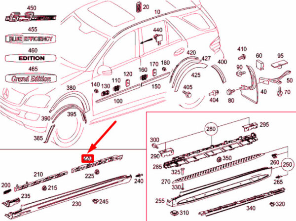 A1646981427 - NEW MERCEDES-BENZ ML W164 REAR RIGHT ROCKER PANEL RAIL A1646981427 ORIGINAL
