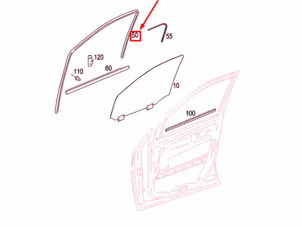 A1647250325 - MERCEDES-BENZ ML W164 Front Left Door Window Guide Rail A1647250325 ORIGINAL