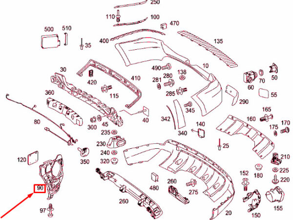 A1648850514 - MERCEDES-BENZ GL X164 Rear Left Bumper Bracket A1648850514 ORIGINAL